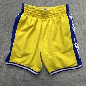 Golden State Warriors Shorts Mens Small Yellow NBA Basketball‎ Mitchell & Ness